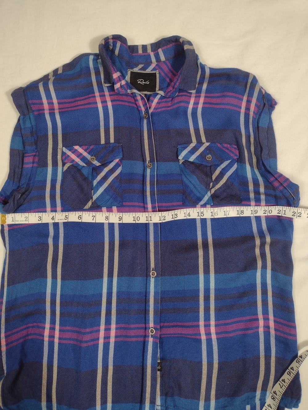 Rails x Free People Plaid Flannel Sleeveless Button Down Britt Top Blue Purple - Picture 16 of 16